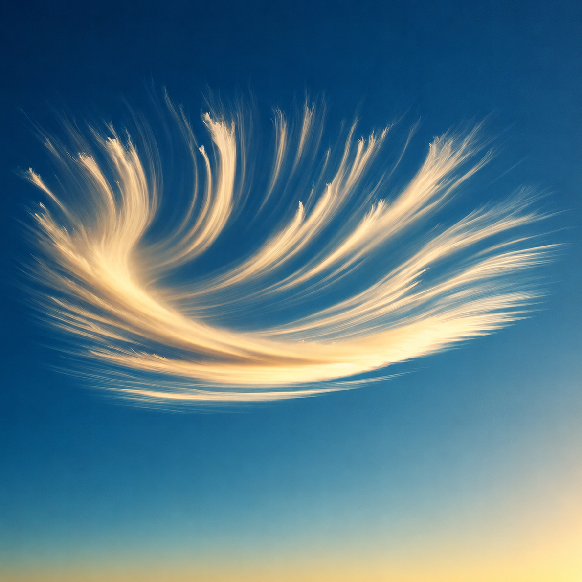 Pluma de luz dourada sobre céu noturno, representando a Kaelle